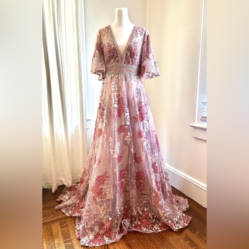Brand New Mac Duggal Pink Floral Gown
